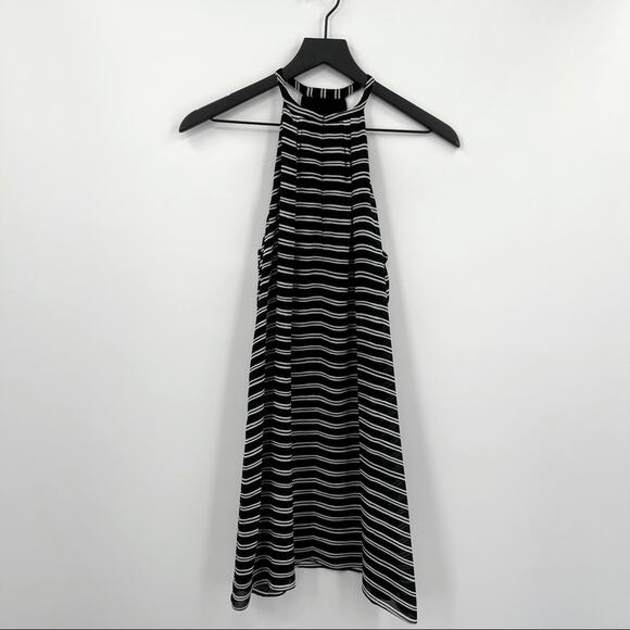 A.L.C 100% Silk Black Stripe Halter Dress - Picture 1 of 7